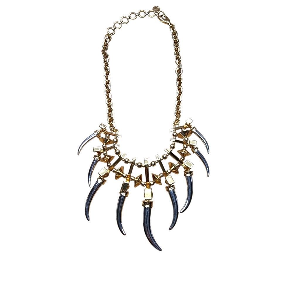 Chunky Silver & Gold Claw Necklace Statement Piece 19"